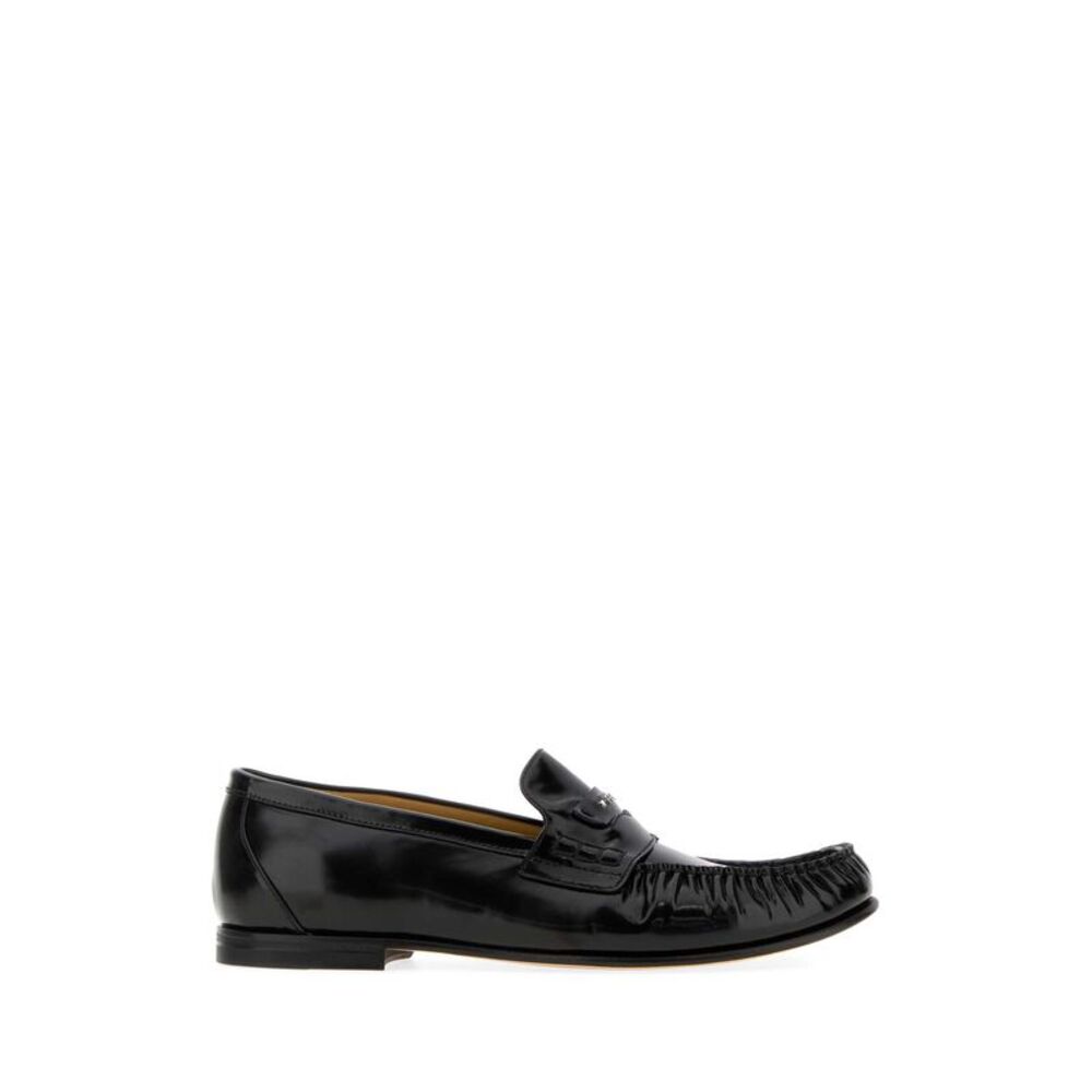 Fendi Men Black Leather Fendi Scrunch Loafers